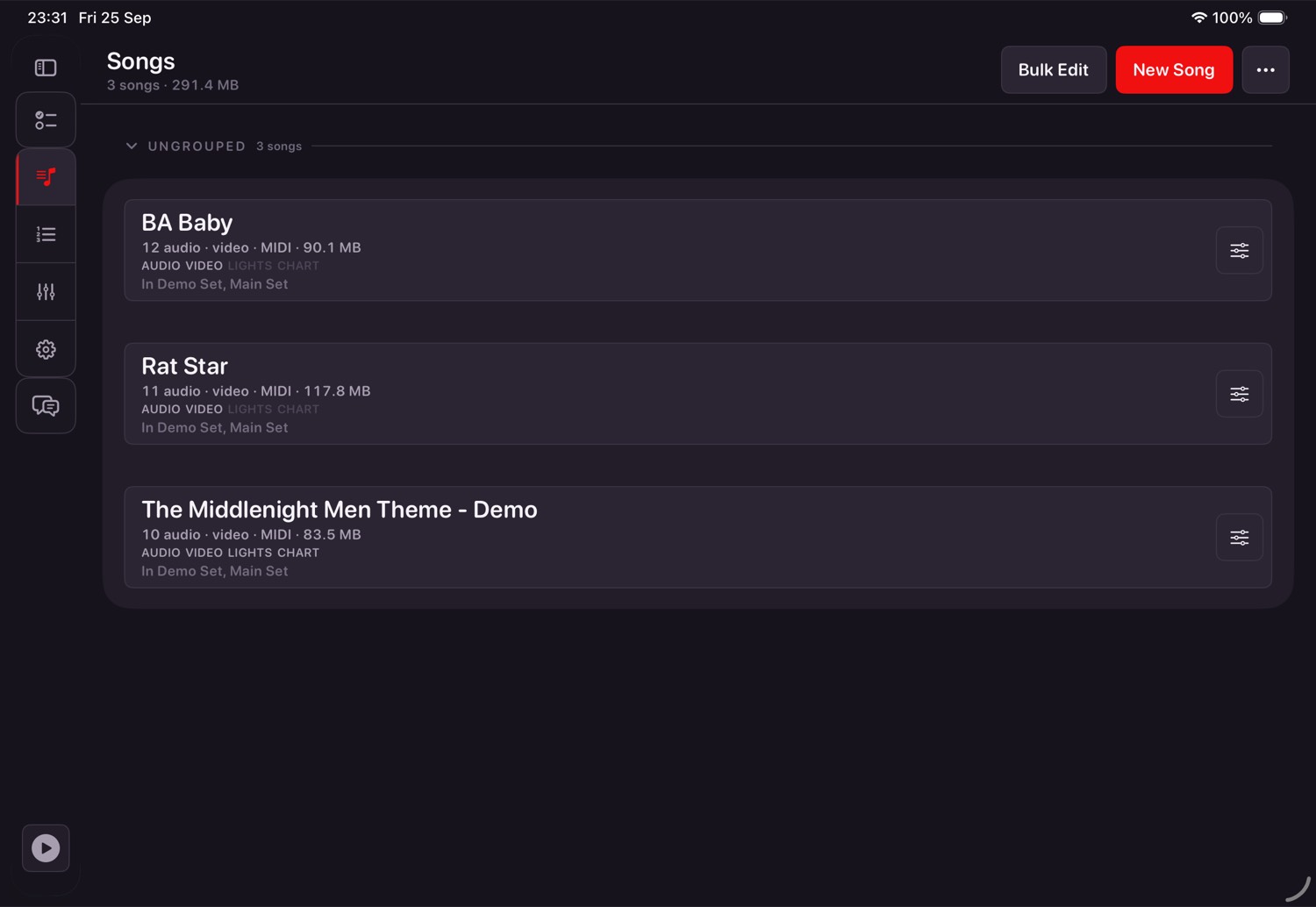 Collapsed sidebar
