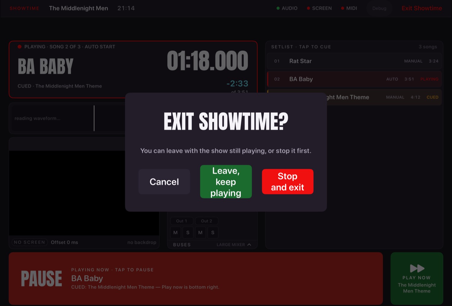 Exit confirmation